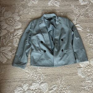 Ann Taylor Light Gray Double-Breasted Blazer